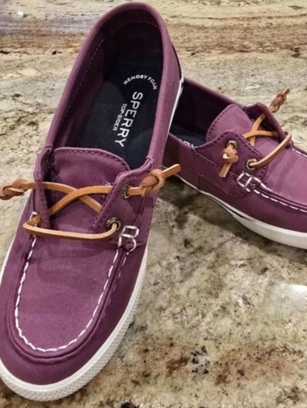 Sperry Mauve Boat Shoes with Tan Laces W Size 5.50